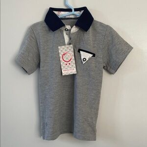 Boys' Gray Polo Shirt with Navy Accents 3yrs